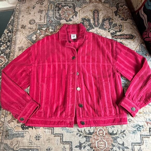 Cabi Pink Corduroy Cheeky Topper Bomber Jacket Women's Button Up Coat - Picture 1 of 14